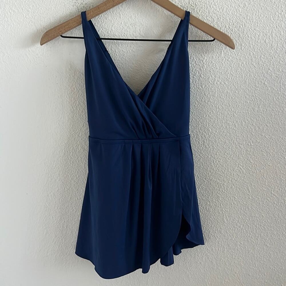 Wowease Navy Blue One Piece Swimsuit Dress Style Magnetic Closure Easy Wear 6